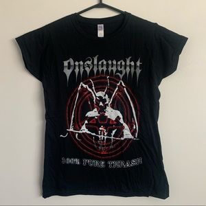 NWOT Onslaught Band fitted tee